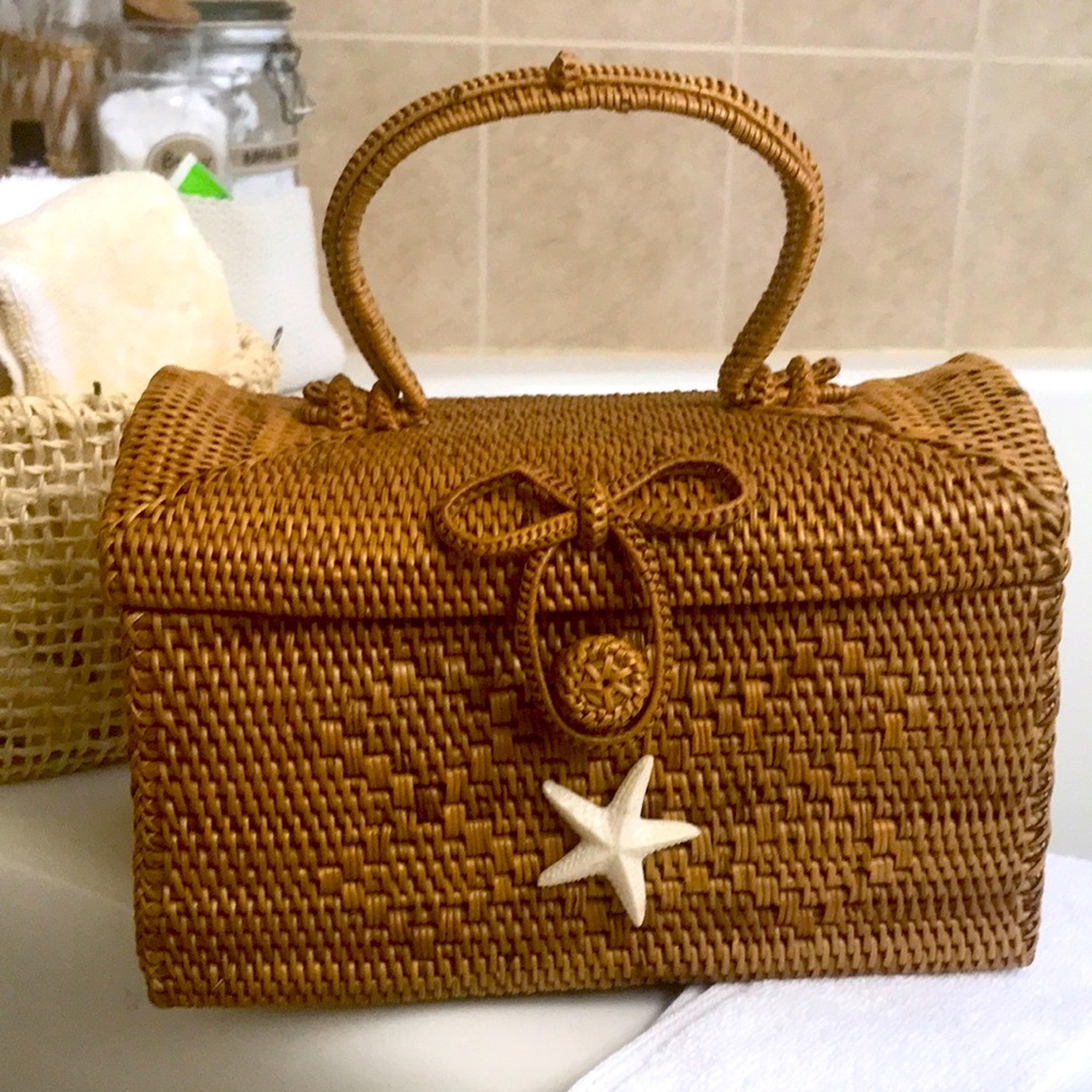 cheeca lodge and spa wicker key west bag with shell perfect for resort or cruise